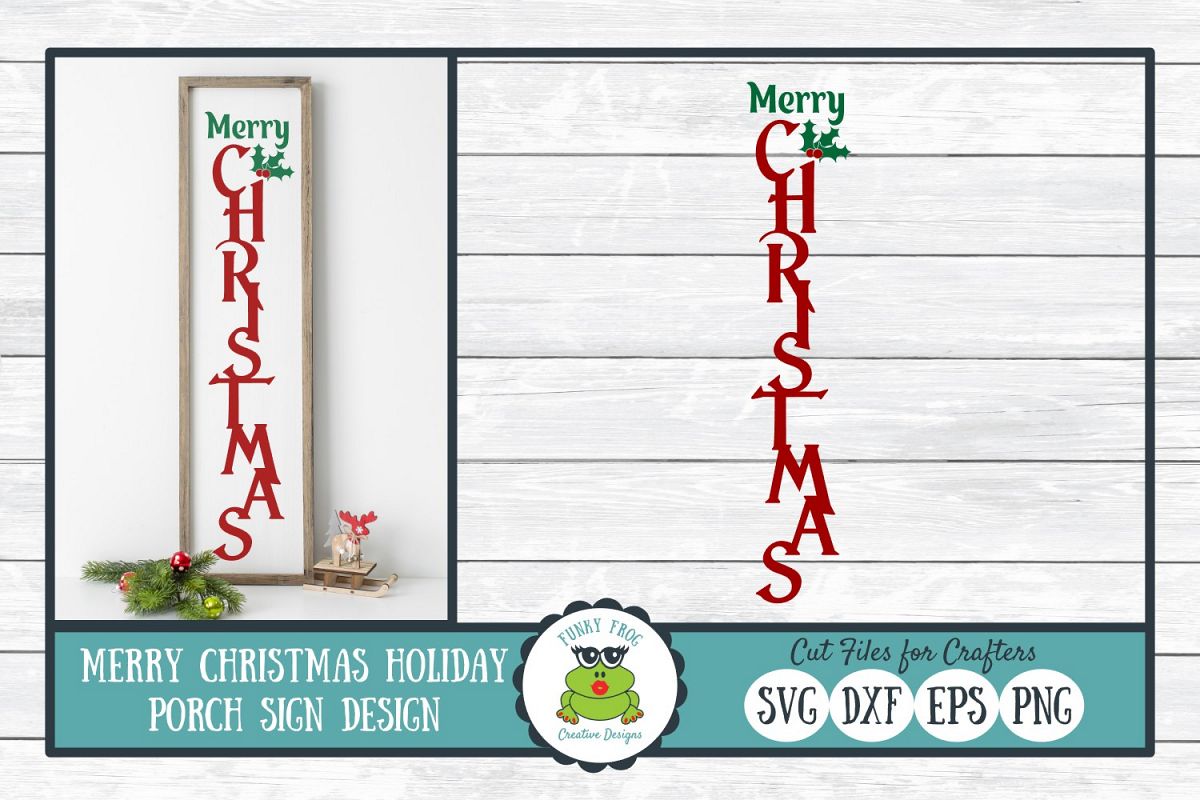 Merry Christmas Holiday Porch Sign Design - Christmas SVG Cu example image 1