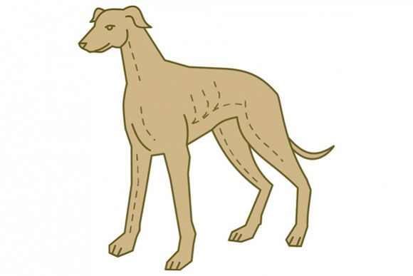 Greyhound Dog Standing Mono Line example image 1