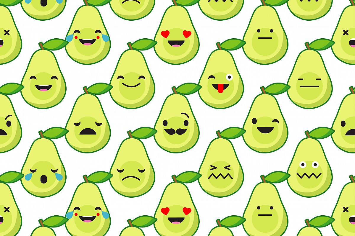 Seamless background with Avocado emotions. example image 1
