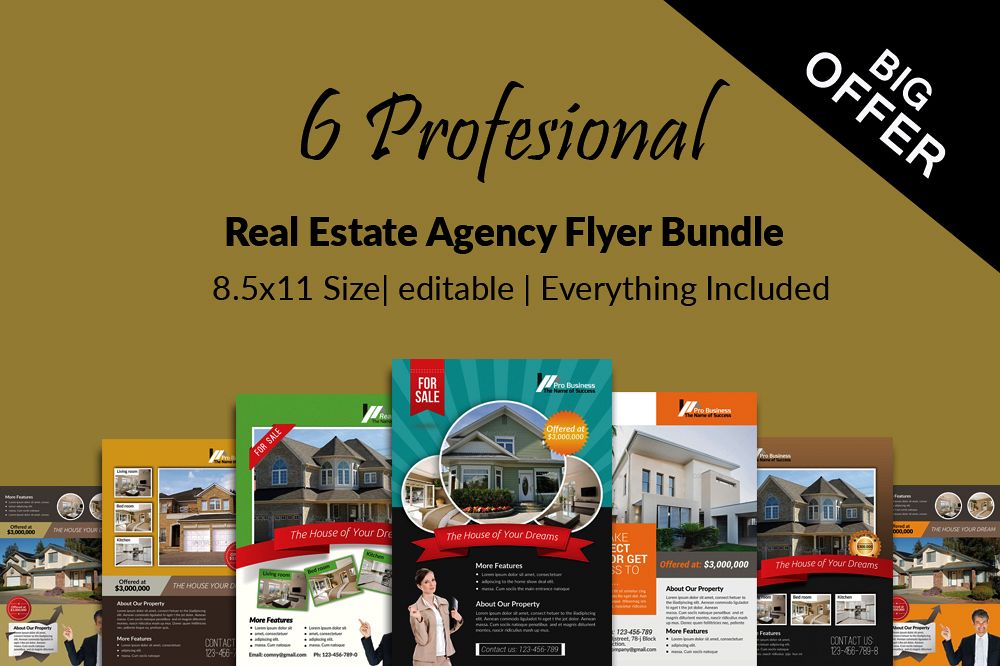 6 Real Estate Business Flyers Bundle example image 1