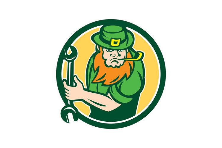 Leprechaun Mechanic Spanner Circle Retro example image 1