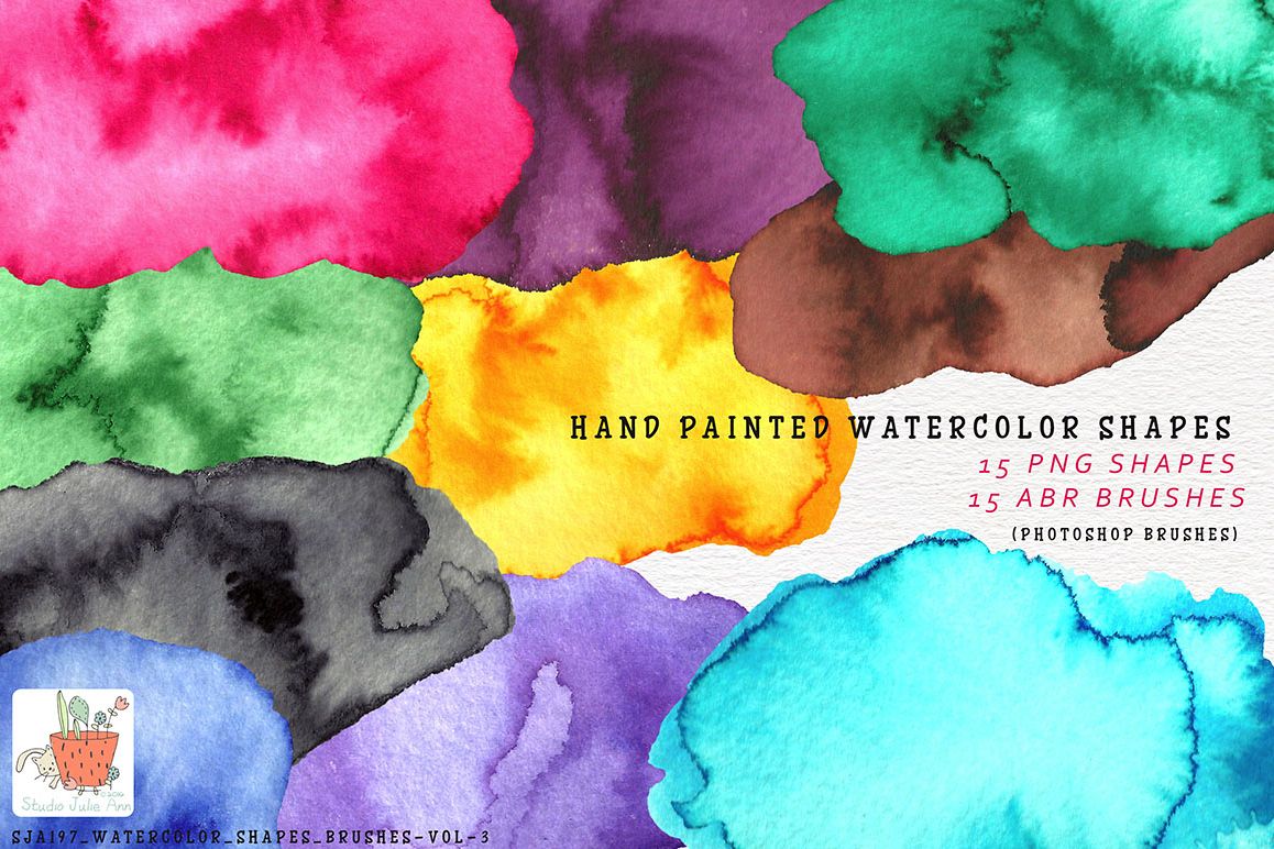 Watercolor Splotches Shapes Brushes Vol 3 example image 1