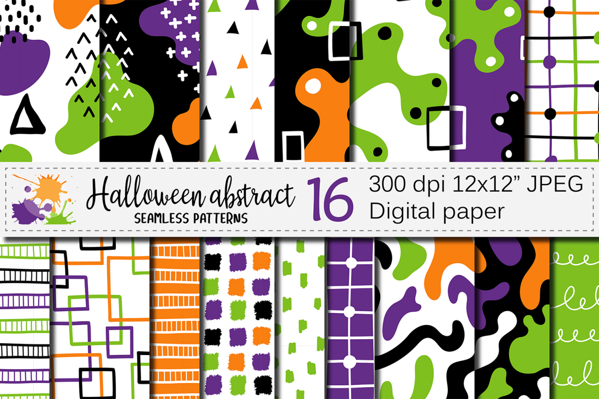 Halloween abstract seamless digital papers / patterns example image 1