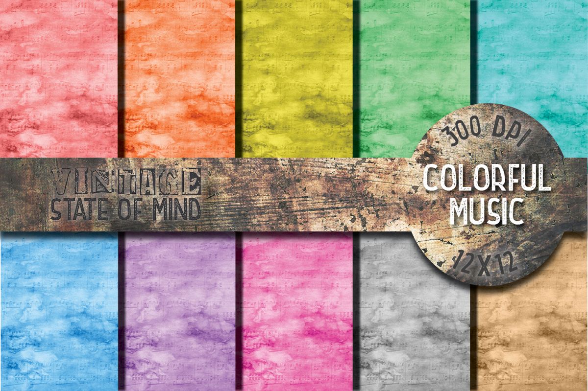 Colorful Music Digital Papers example image 1