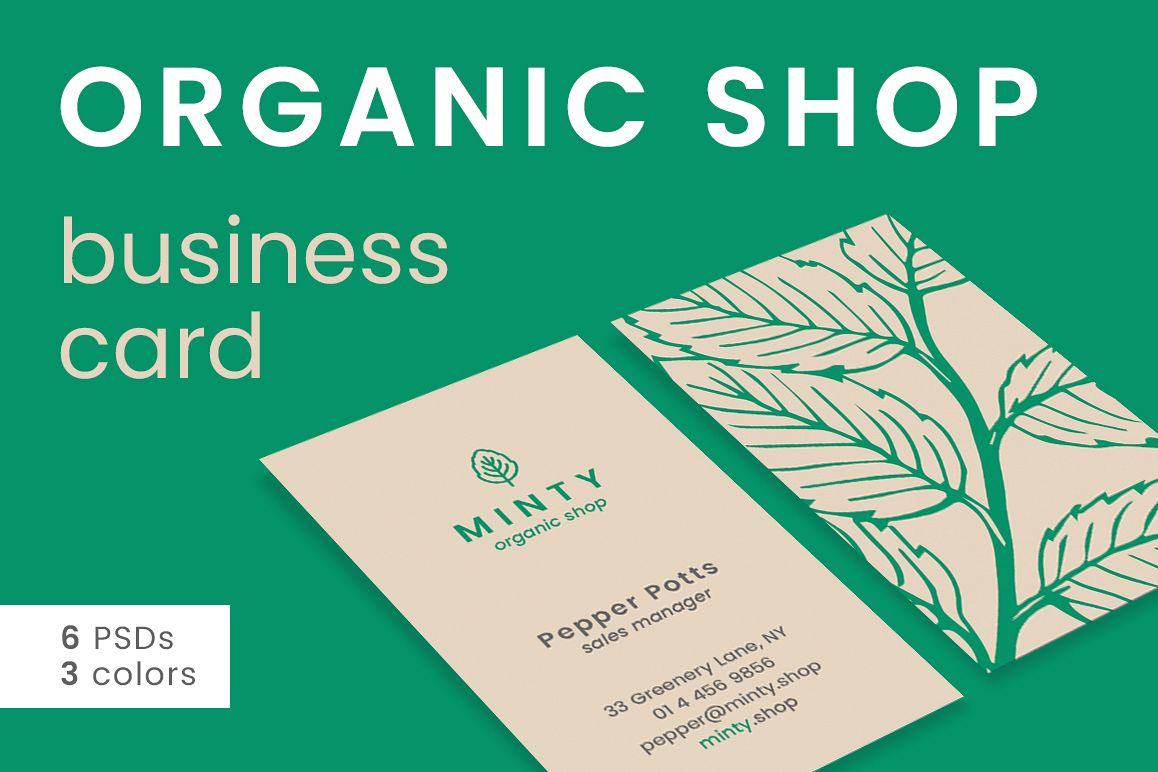 Organic Shop Business Card example image 1