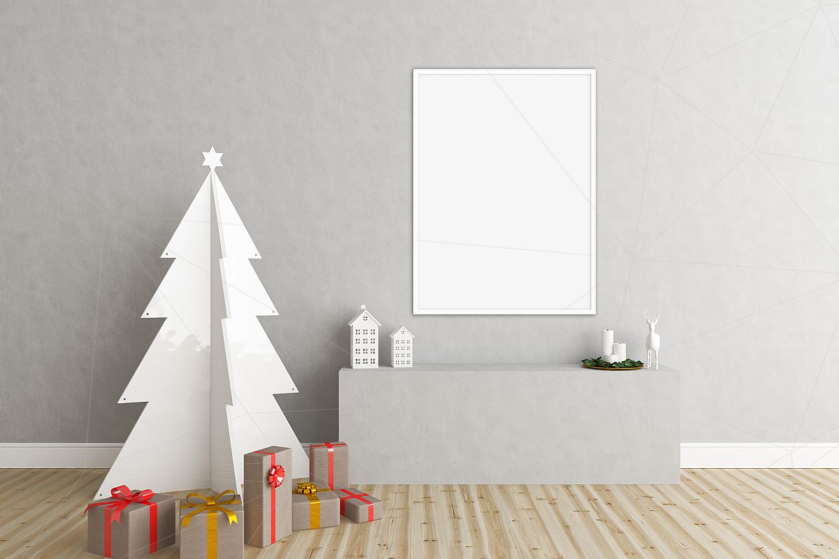 Christmas interior mockup bundle - blank wall mock up example image 1