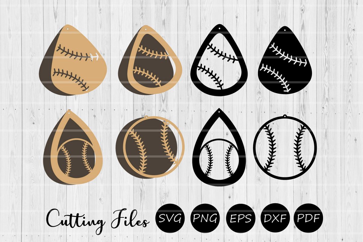 Baseball Earrings | SVG Cut Files | Stacked Earrings | example image 1
