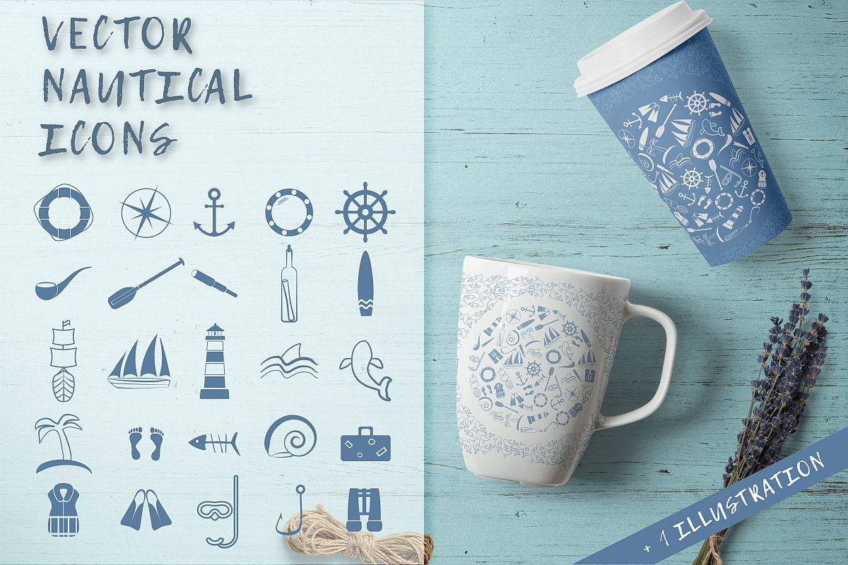 Vector nautical icons. example image 1