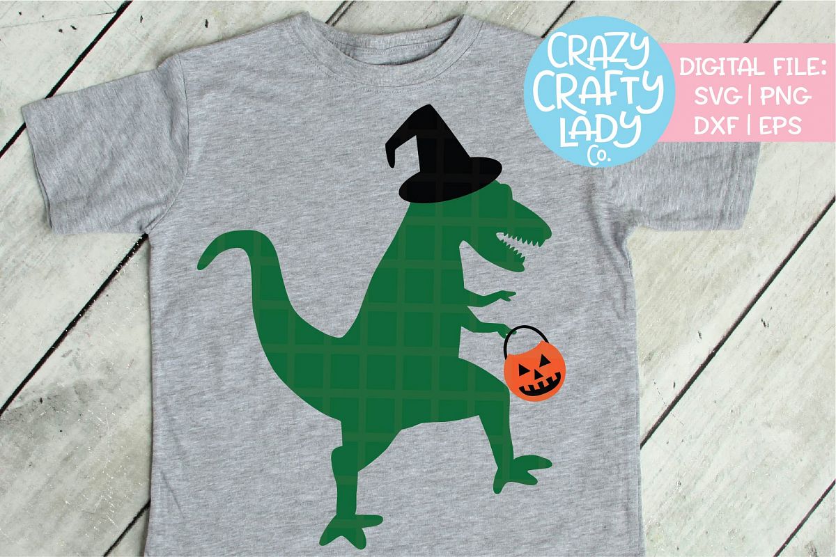 Halloween Dinosaur SVG DXF EPS PNG Cut File example image 1