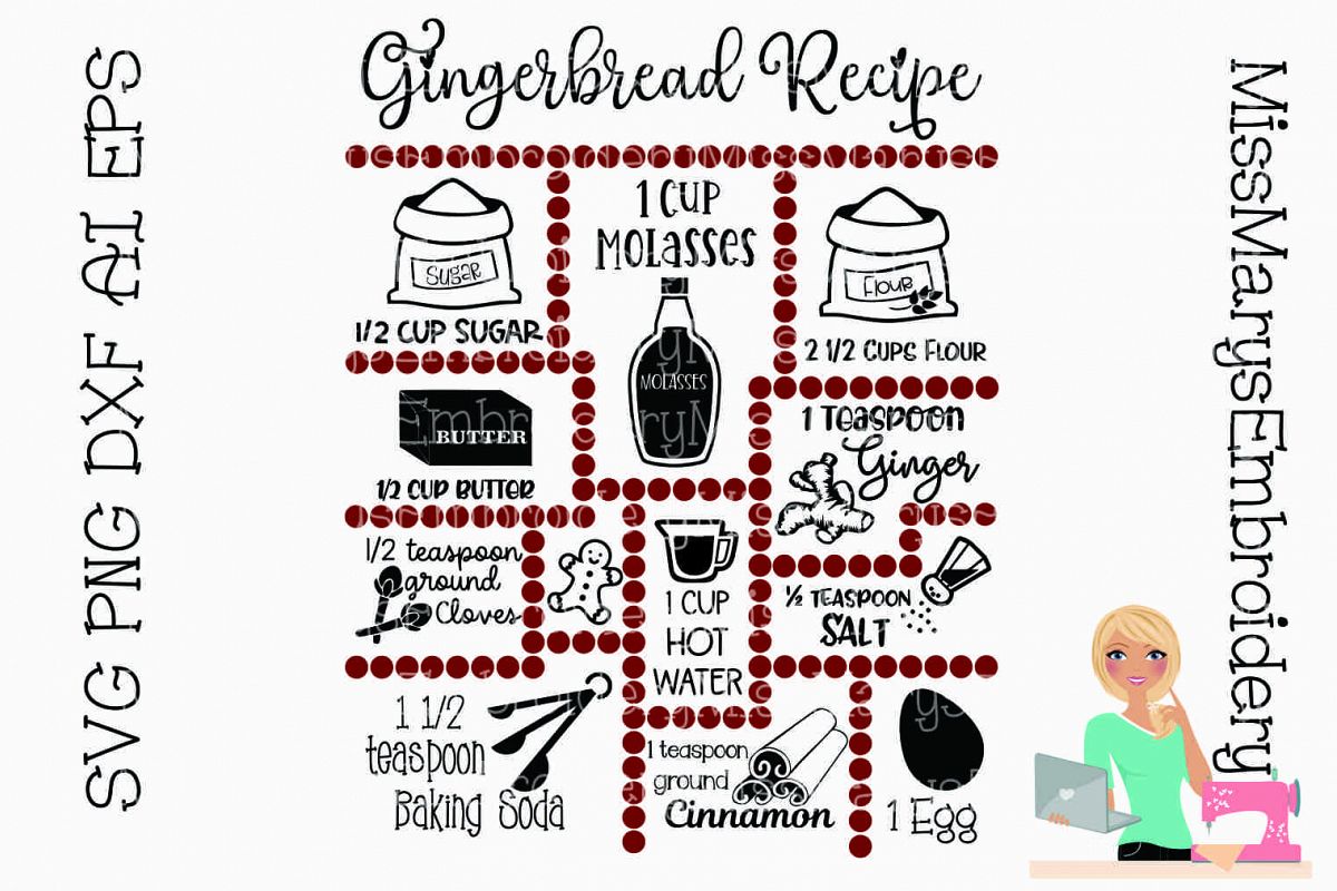 Gingerbread Recipe SVG Cut File example image 1