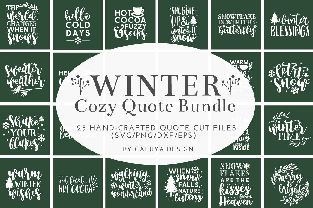 Winter Quote Cut File Bundle example image 1