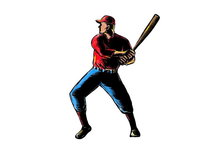 American Baseball Player Batting Scratchboard example image 1