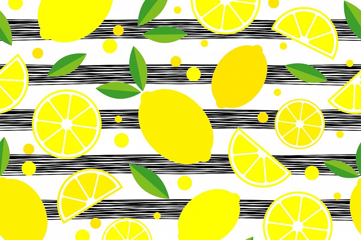 Seamless pattern with decorative lemons. Tropical fruits. Textile rapport. example image 1