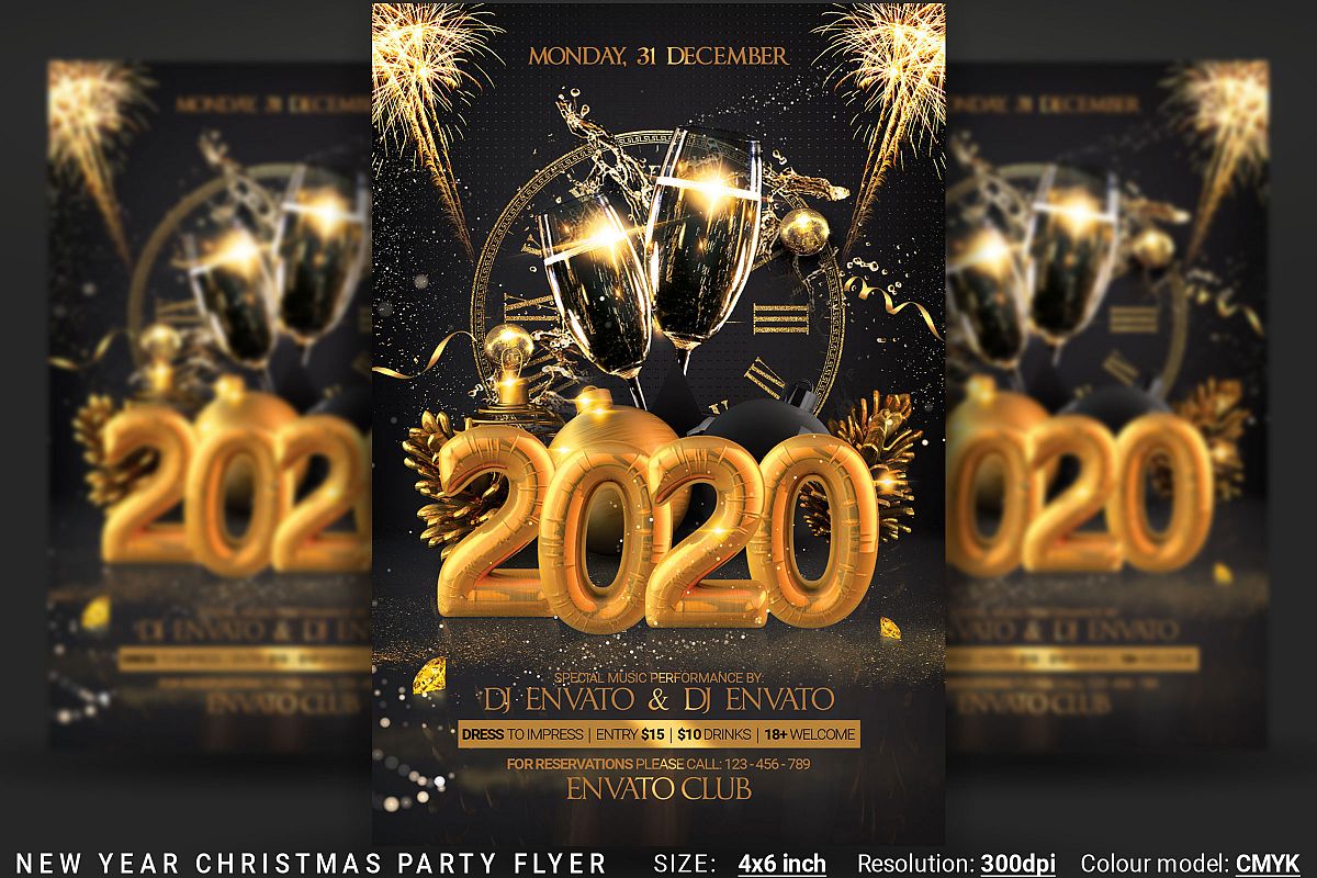 New Year Christmas Party Flyer example image 1