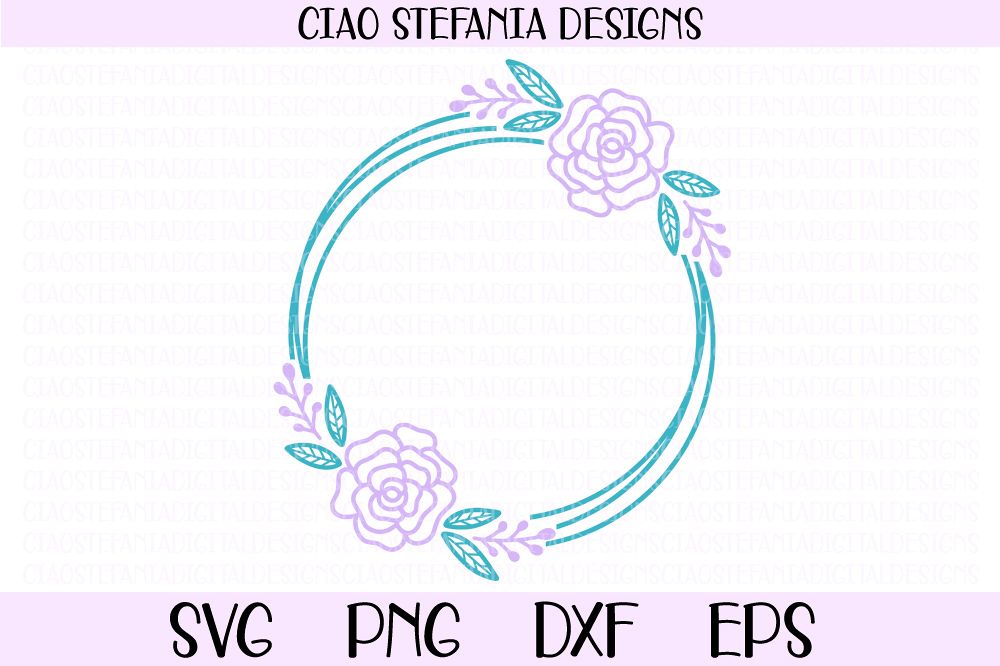 Rose Flower Geometric Circle Frame Wedding SVG PNG DXF EPS example image 1