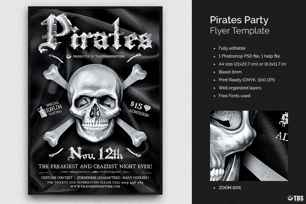 Pirates Party Flyer Template example image 1