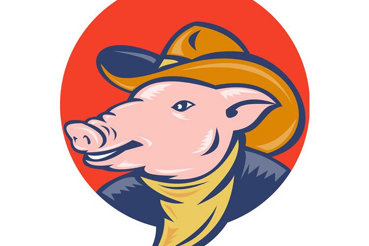 pig with cowboy hat and bandana example image 1