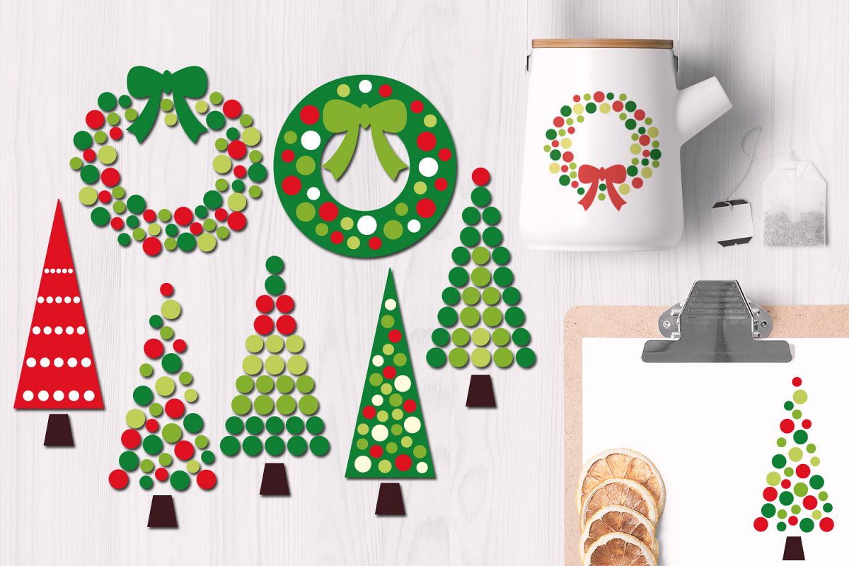 Christmas Wreath and Tree Polka Dot example image 1