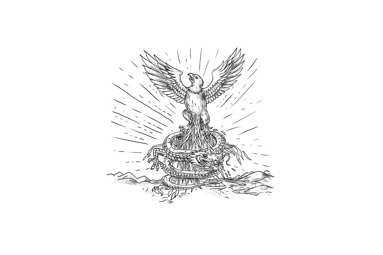 Eagle Rising Like Phoenix and Dragon Tattoo example image 1