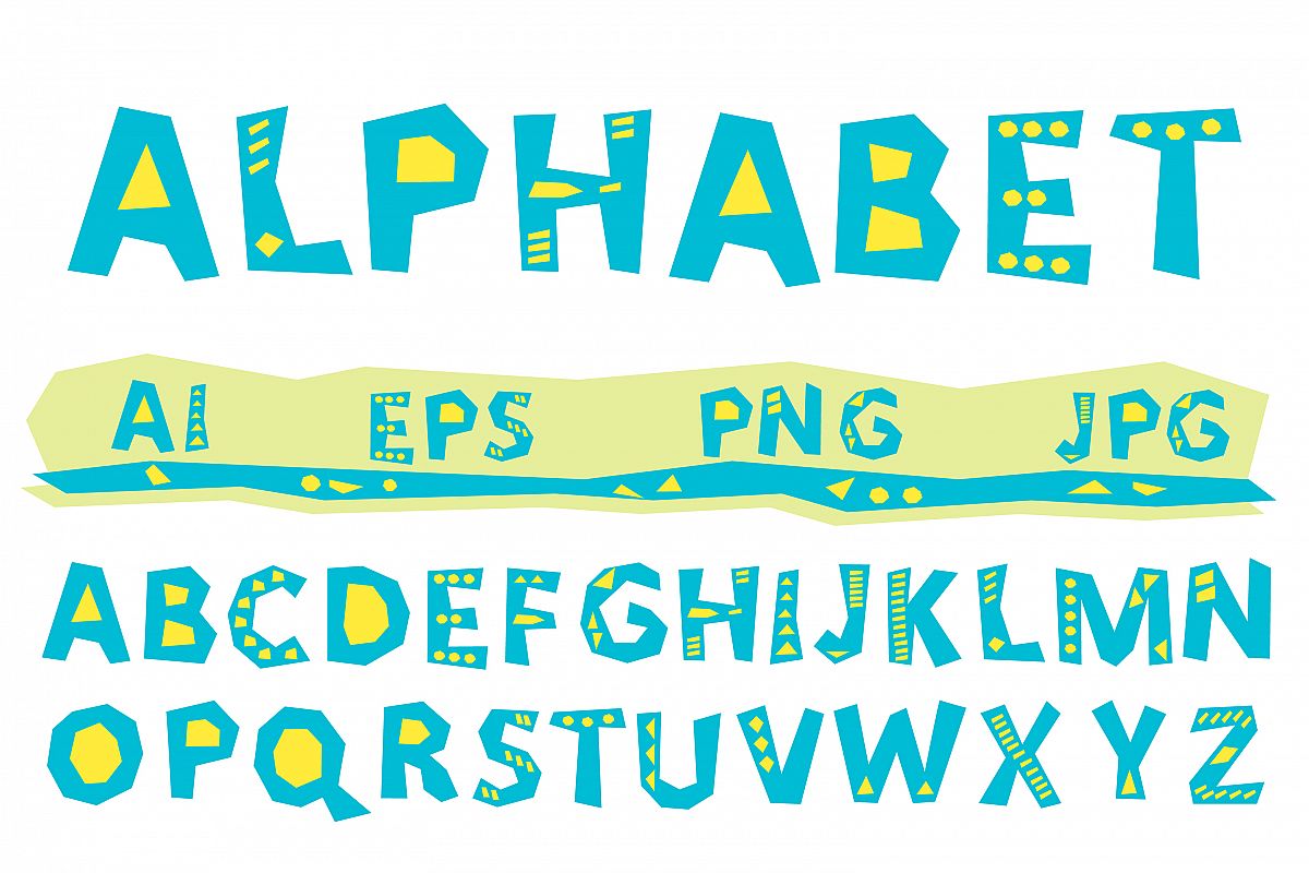 Vector alphabet, A to Z blue letters example image 1