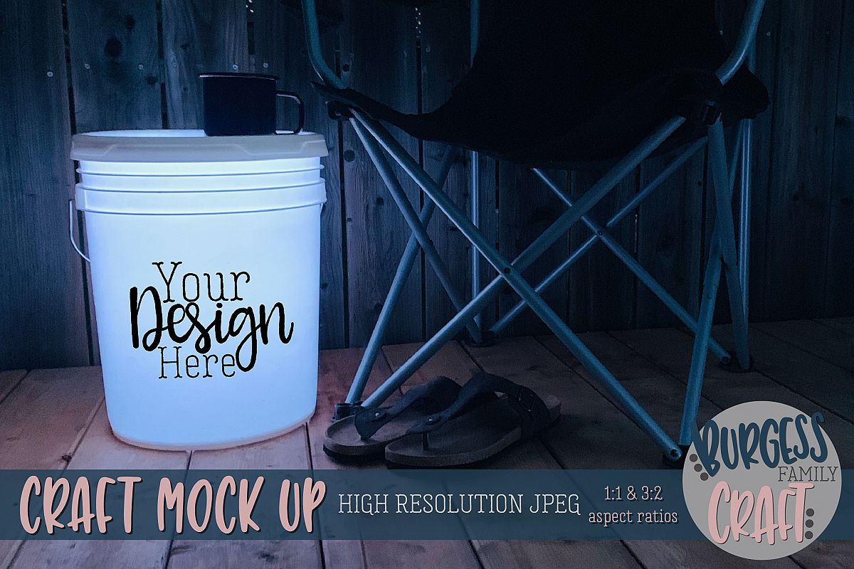 Bucket light table white Craft mock up| High Resolution JPEG example image 1