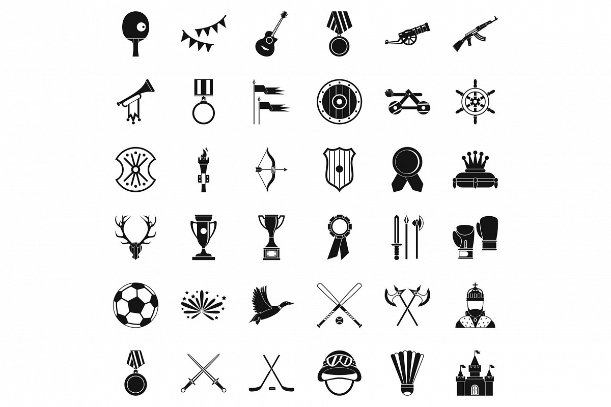 Award icons set, simple style example image 1