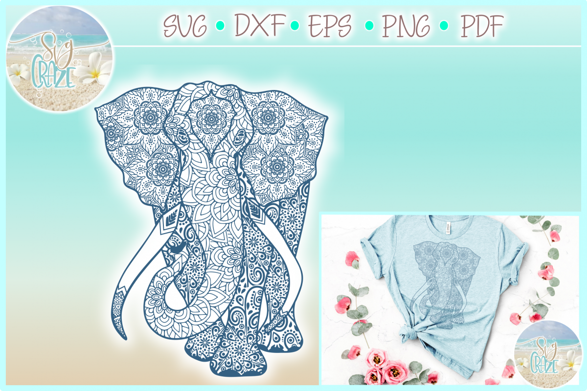 Download Elephant Mandala Zentangle SVG Dxf Eps Png PDF files ...