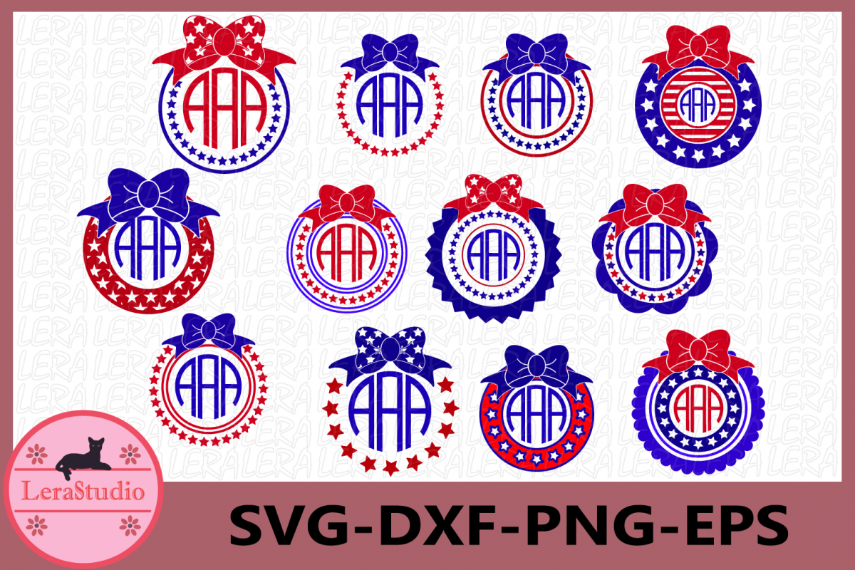 Circle Monogram Frames Svg 4th Of July Svg America Svg 228443 Svgs Design Bundles