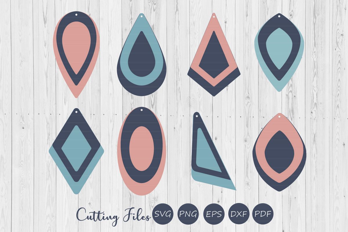 Stacked hollow earrings| SVG cutting files |Commercial use | example image 1
