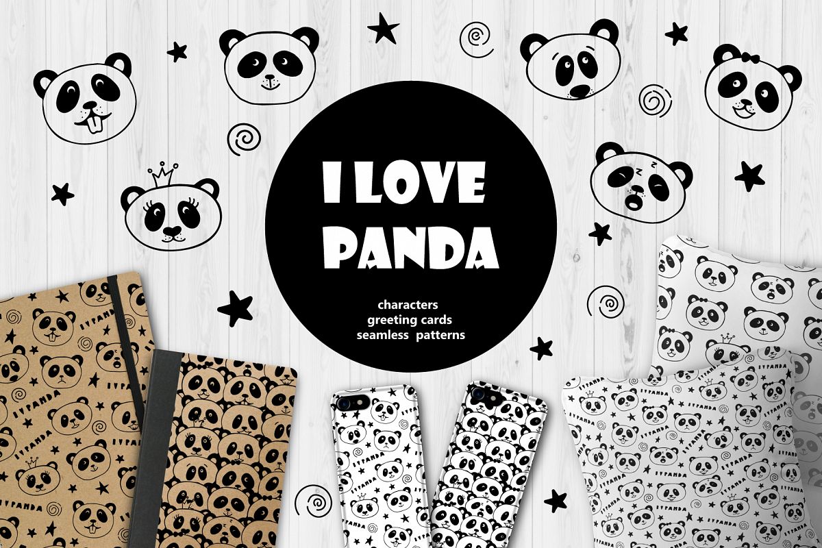 Collection of panda faces. example image 1