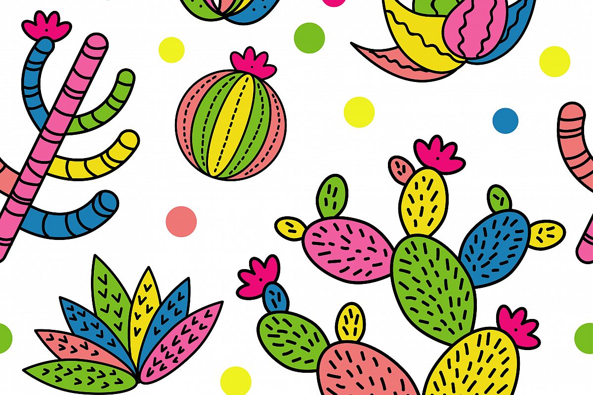 Cactus seamless pattern background. Vector illustration. Textile rapport. example image 1