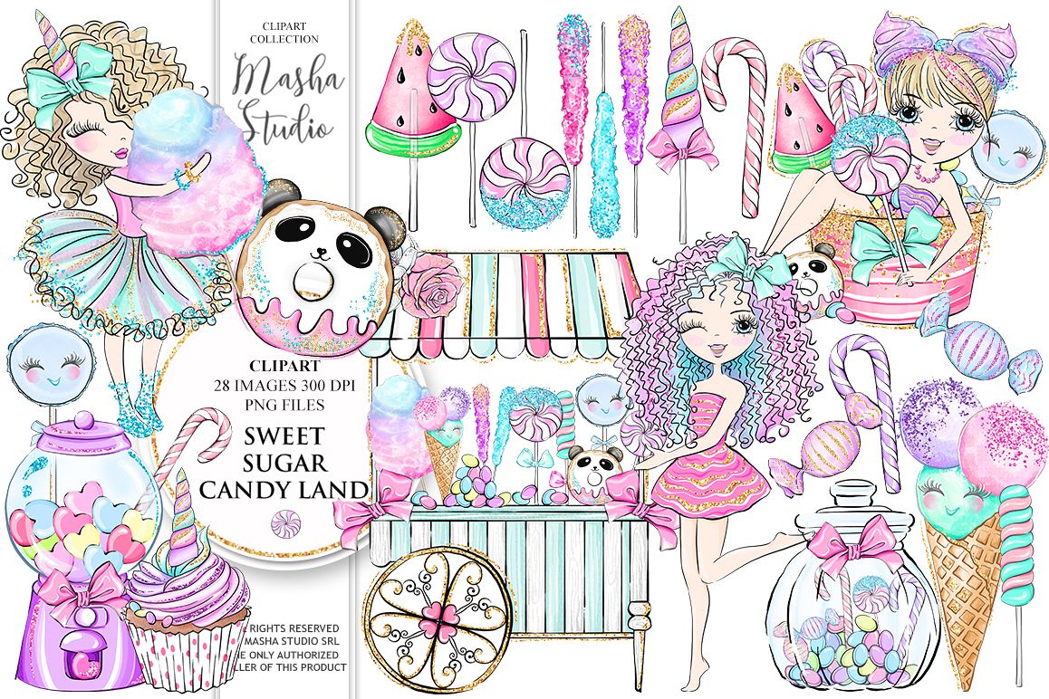 SWEET SUGAR CANDY LAND Clipart example image 1