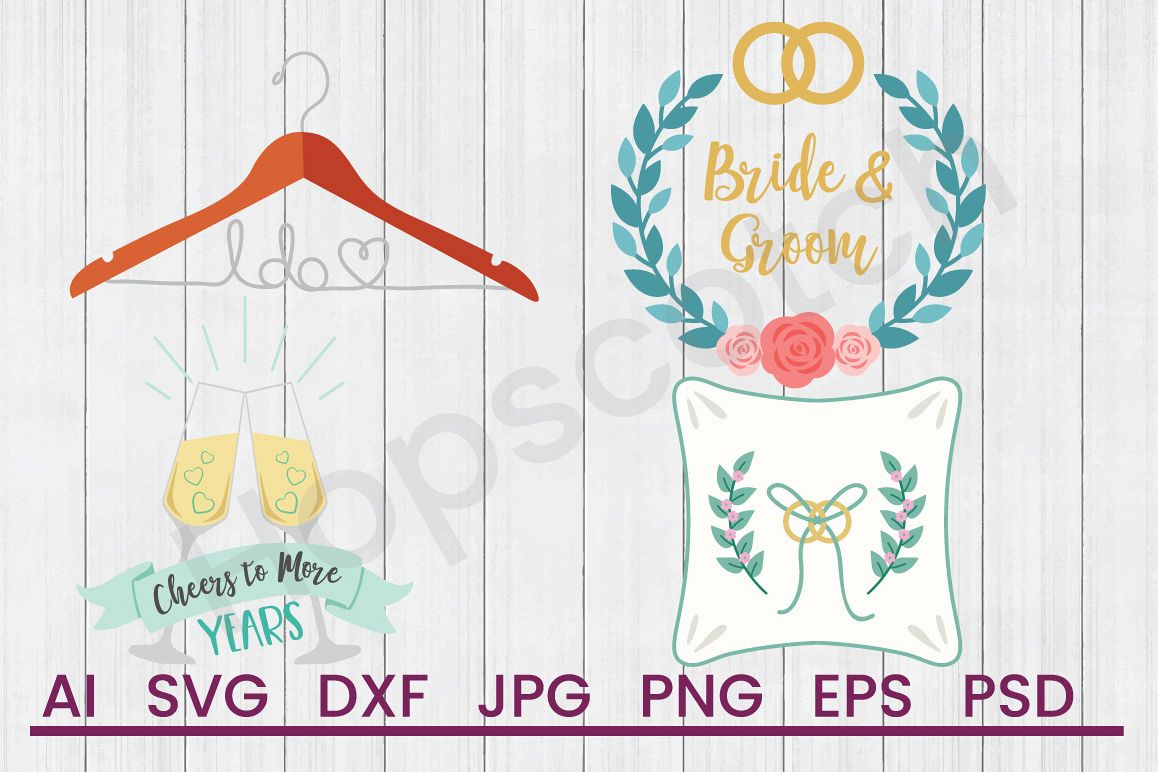 Wedding SVG Bundle, DXF File, Cuttable File example image 1