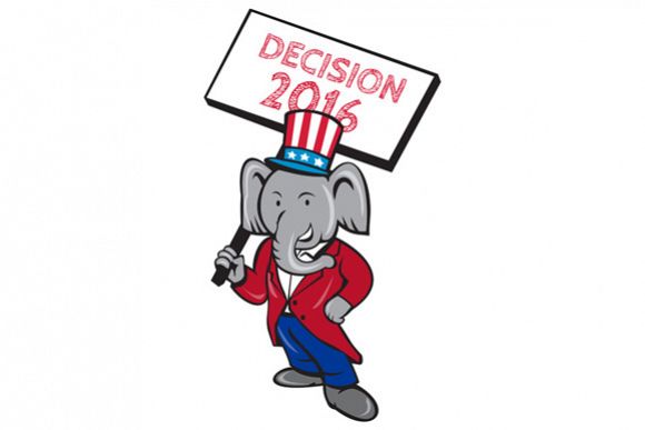 Republican Elephant Mascot Decision 2016 Placard Cartoon example image 1