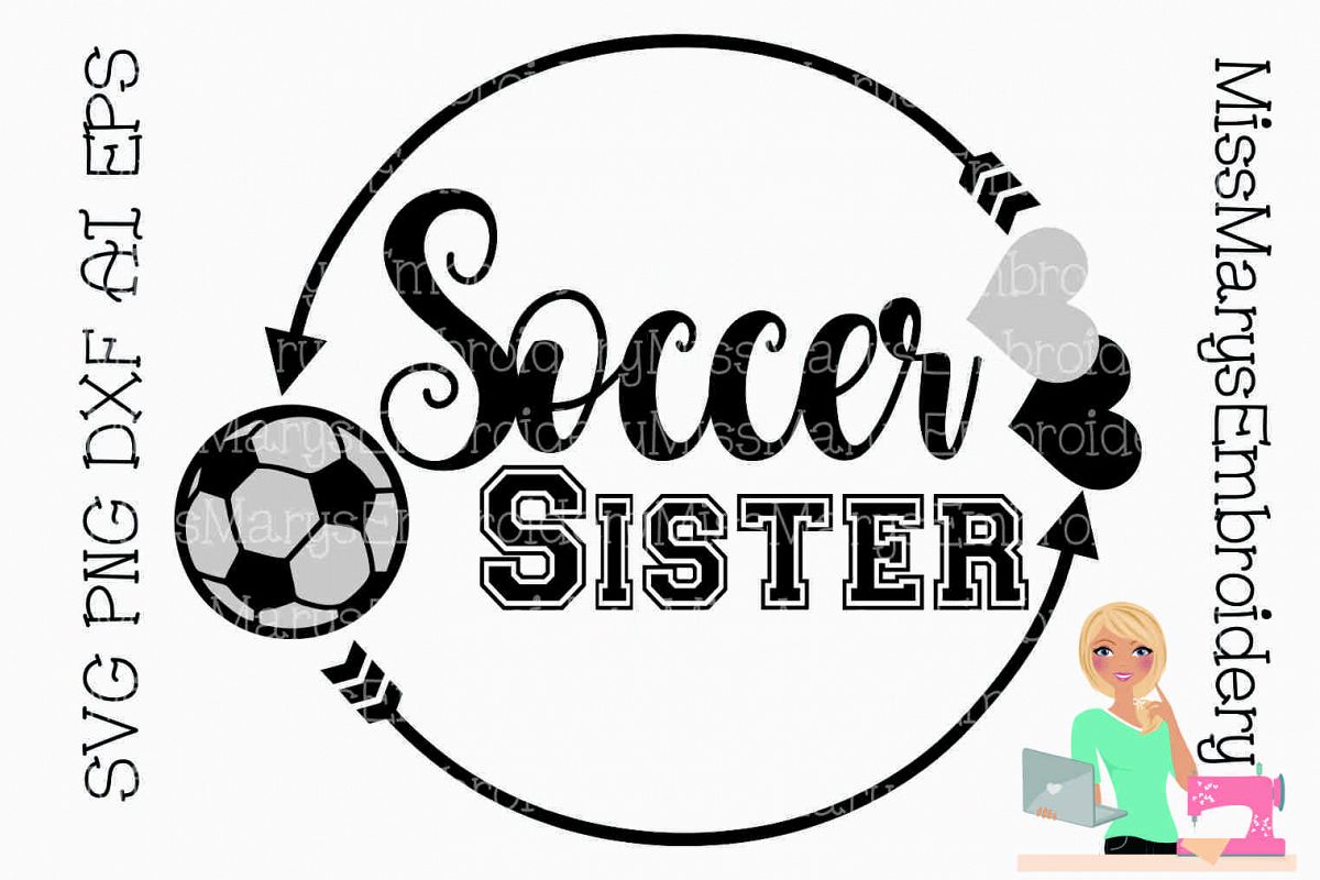 Soccer Sister SVG Cutting File PNG DXF AI EPS example image 1