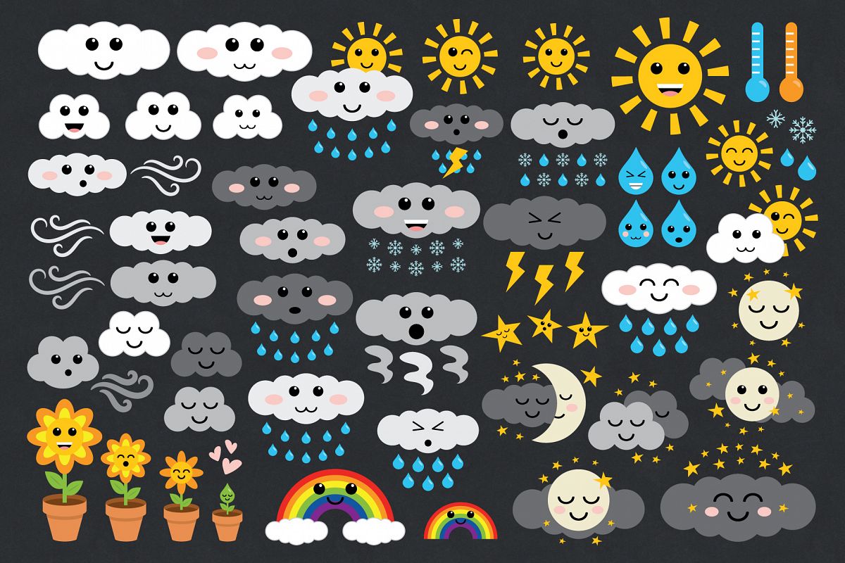 Cute Weather Clip Art Set example image 1