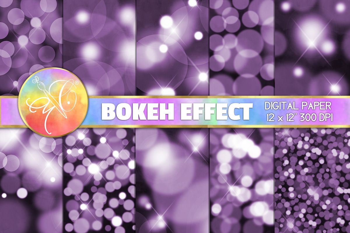 BOKEH Digital Paper, Purple Bokeh Background example image 1