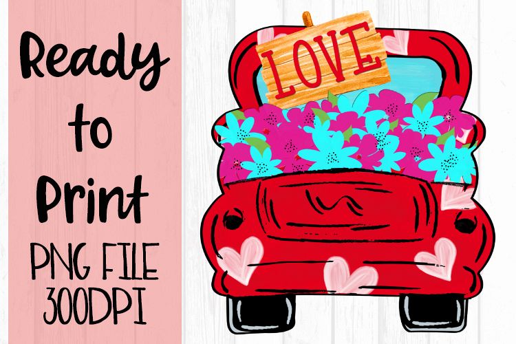 Flower Love Truck Ready to Print example image 1
