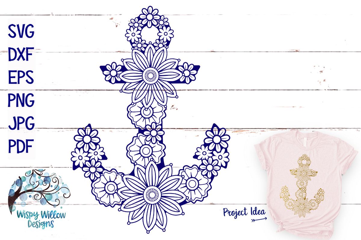 Floral Anchor SVG | Nautical Mandala SVG Cut File (270116 ...