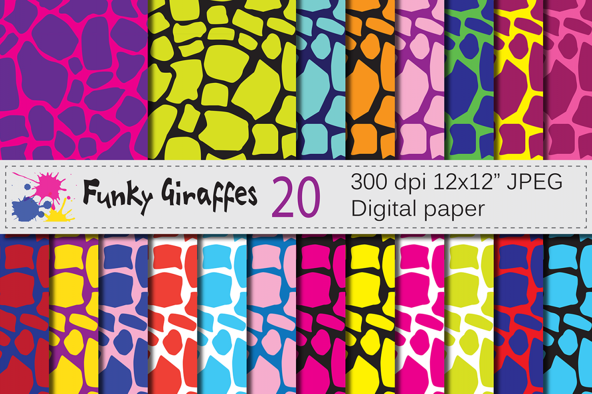 Bright giraffe digital papers / giraffe pattern backgrounds example image 1
