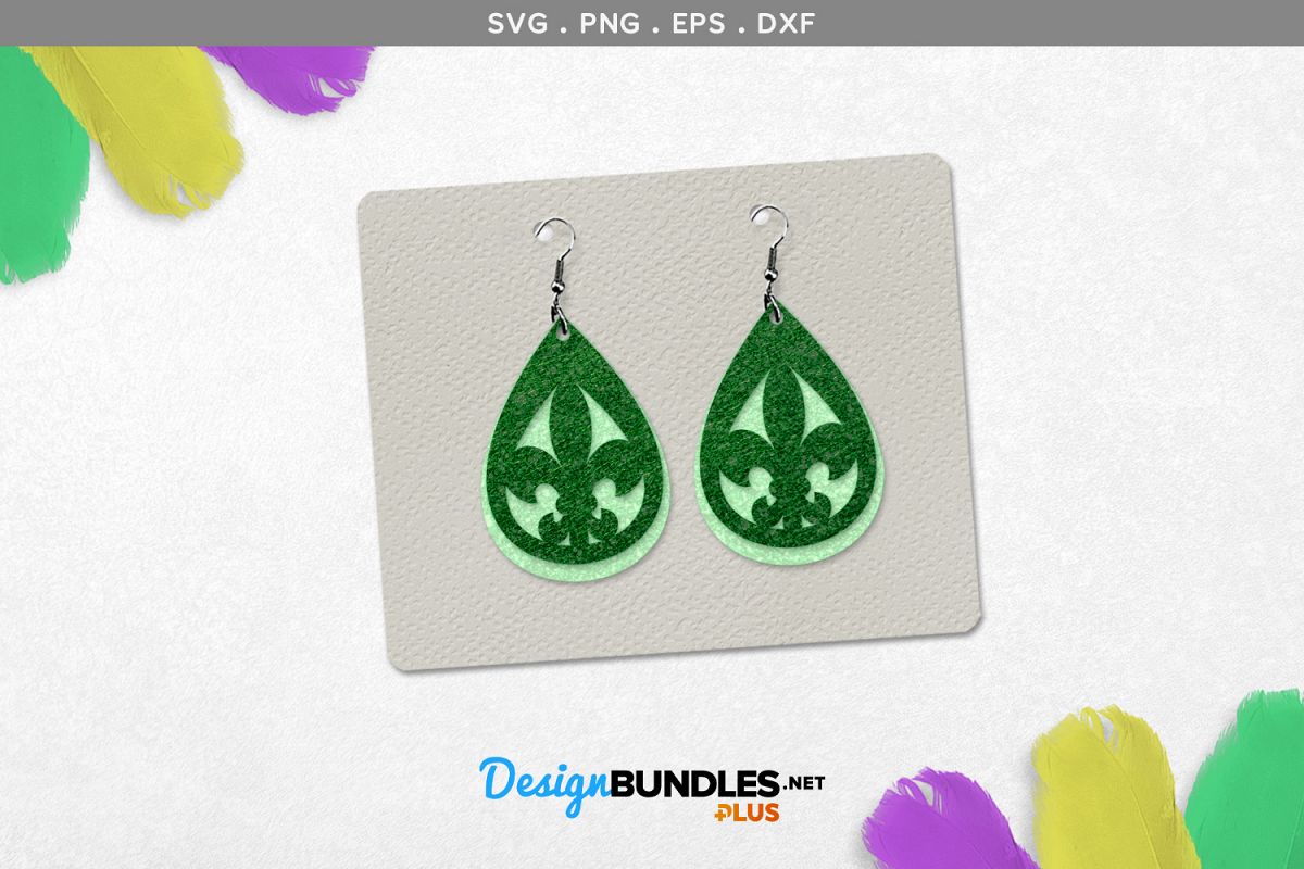 Download Fleur De Lis Teardrop Earrings Template Mardi Gras