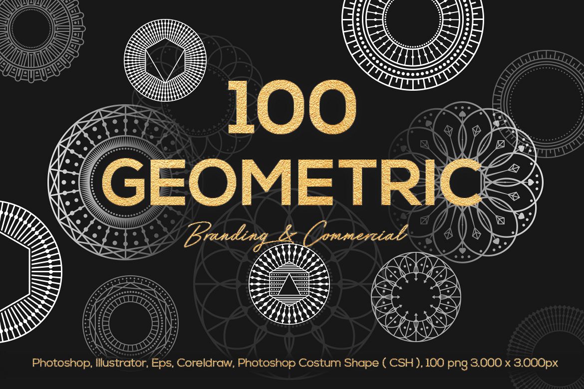 100 Geometric Vector Shapes CSH example image 1