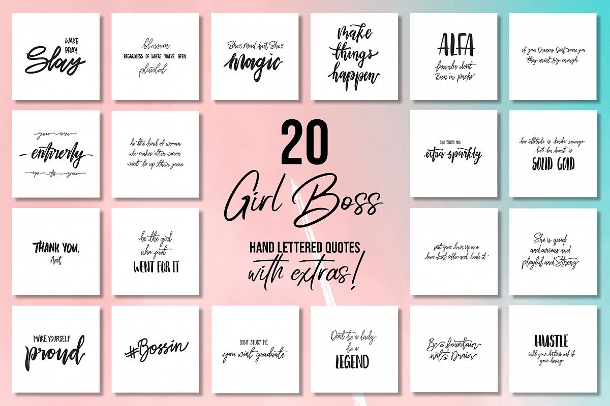 Girl Boss Hand lettered Quote & Extras! example image 1