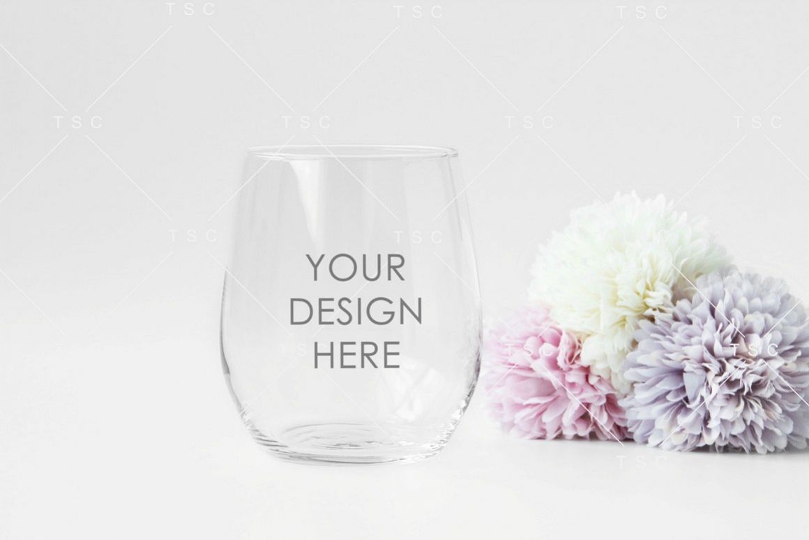 Wine Glass Mockup / Stemless Wine Glass Mockup example image 1