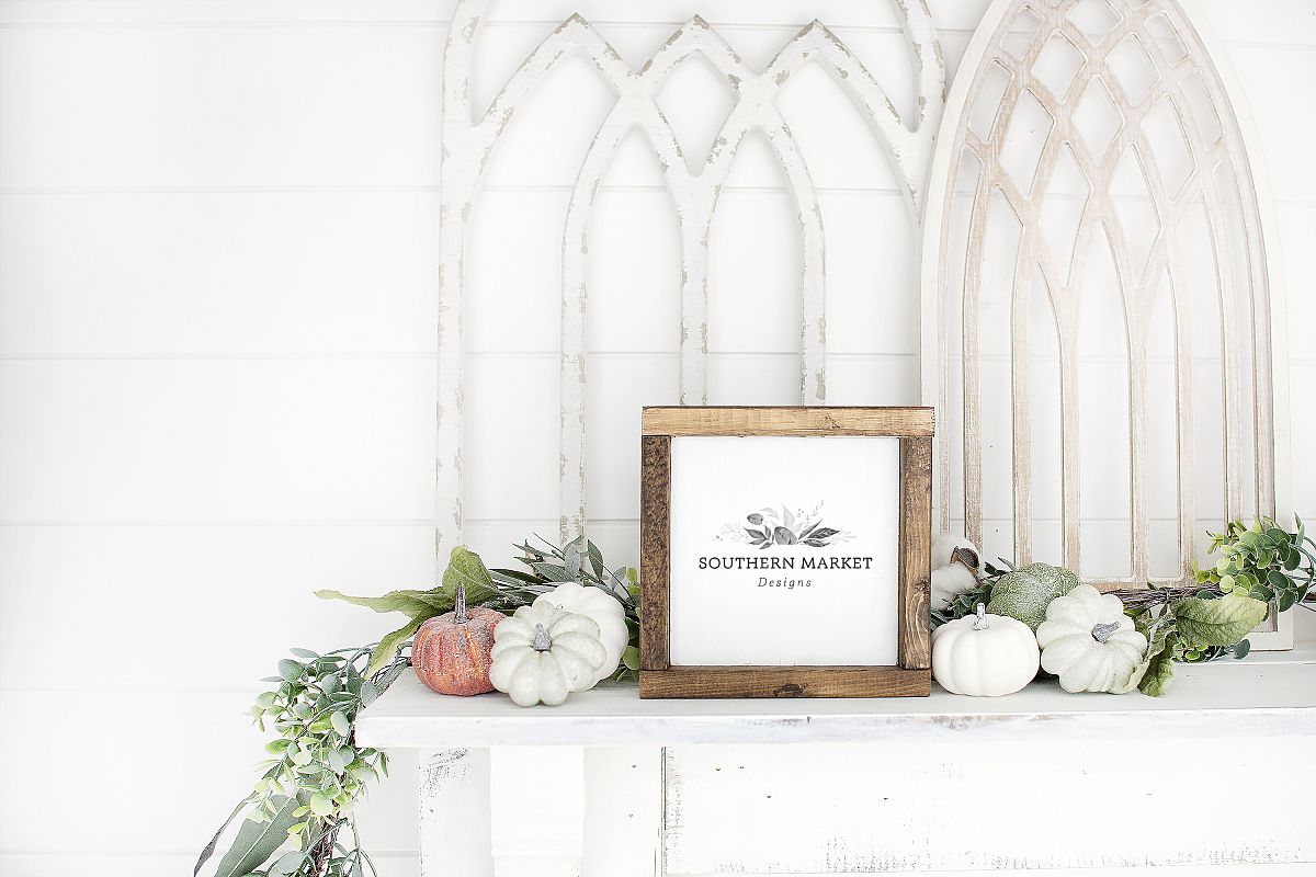 Fall Wood Framed Sign 6x6 Mock Up Photo Stock Photography example image 1