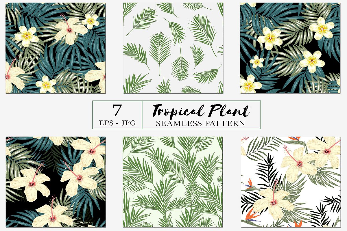 Seamless Pattern with Tropical Plant Bundle example image 1