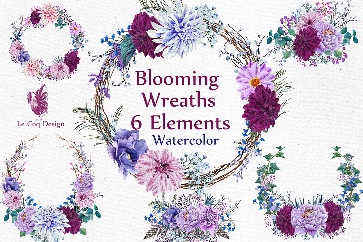 Watercolor Wreaths Clipart example image 1
