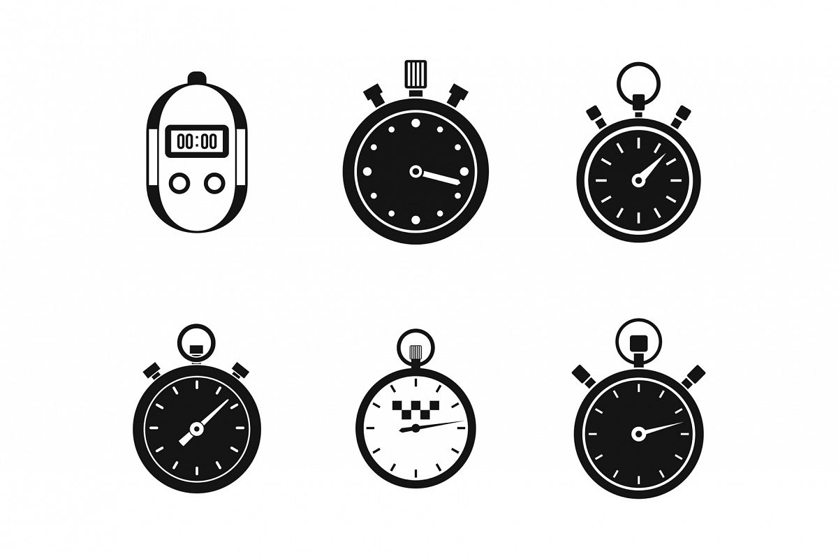 Stopwatch icon set, simple style example image 1