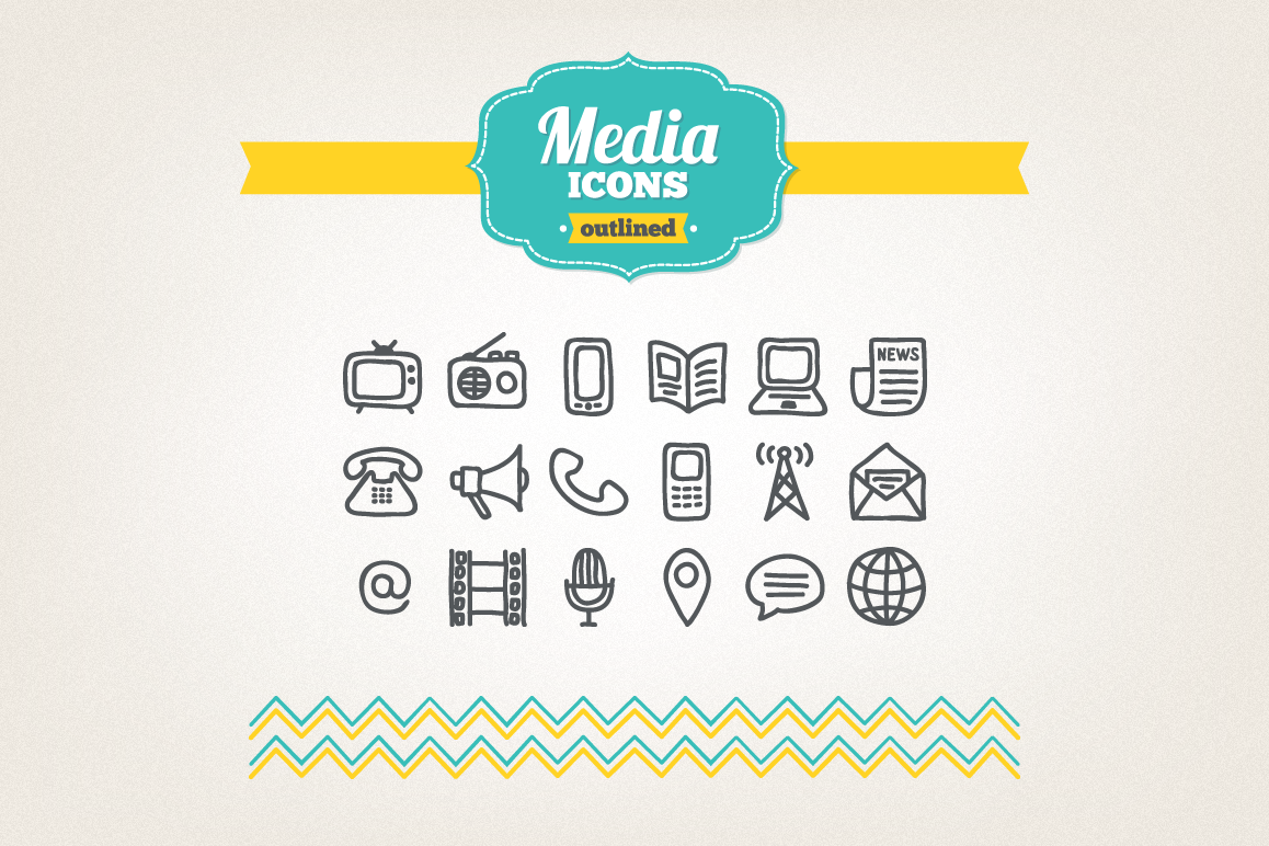 Hand Drawn Media Icons example image 1