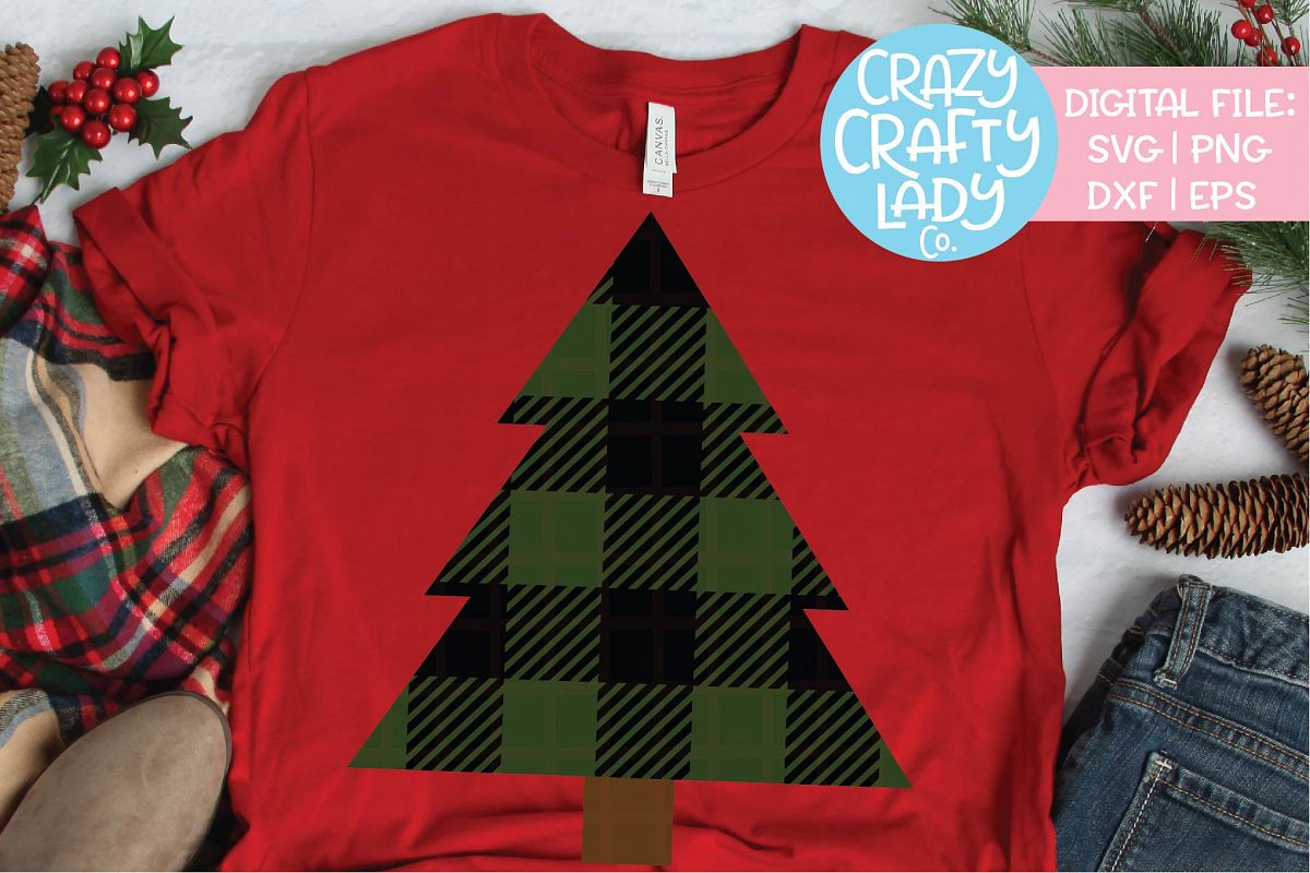 Buffalo Plaid Christmas Tree SVG DXF EPS PNG Cut File example image 1